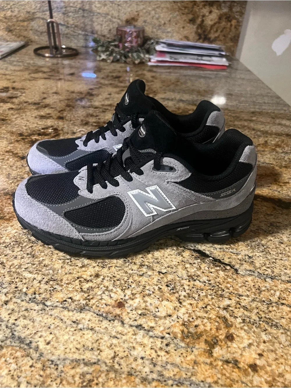 New Balance Black & Gray Mesh Suede Running Shoes